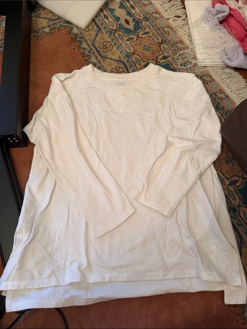 Lake White Long Sleeve Crewneck Top